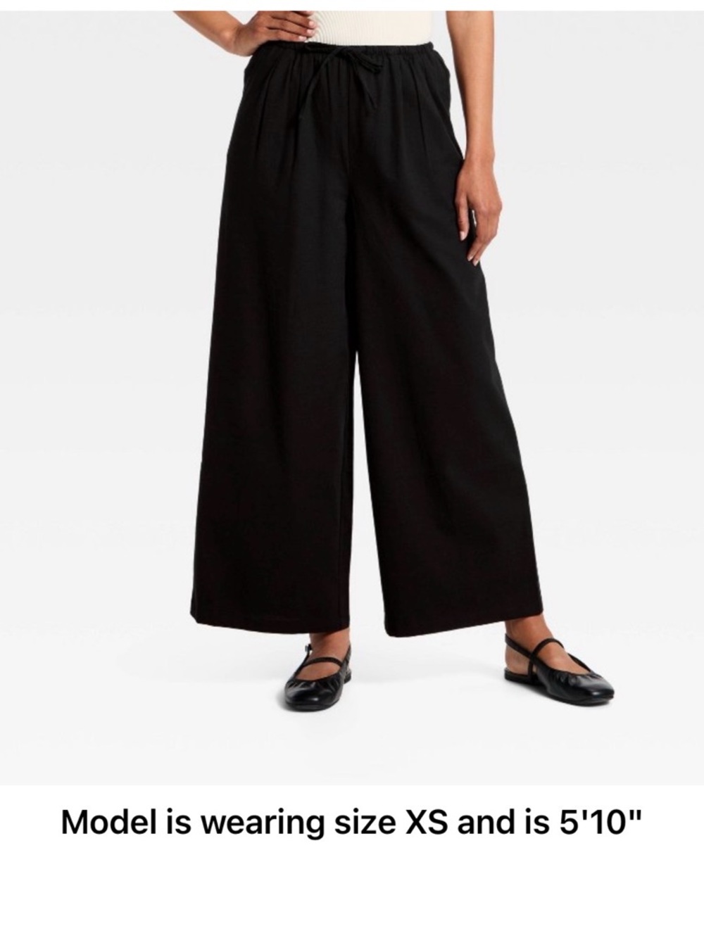 Wide Leg Drawstring pull on Pants in Black